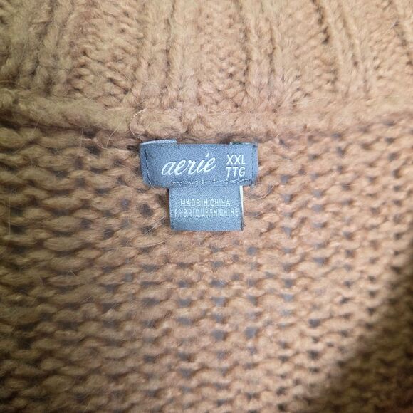 Aerie Brown Oversized Knit Sweater Wool Blend XXL - Picture 8 of 9